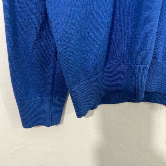 GLENSHIEL CASHMERE BLUE SILK CASHMERE BLEND QUARTER ZIP SWEATER SIZE LARGE - Picture 6 of 9